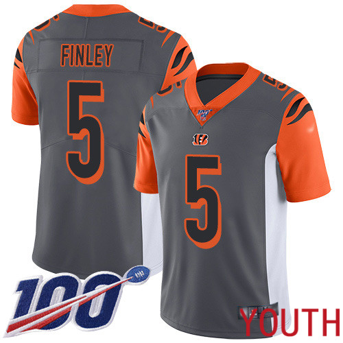 Cincinnati Bengals Limited Silver Youth Ryan Finley Jersey NFL Footballl #5 100th Season Inverted Legend->cincinnati bengals->NFL Jersey